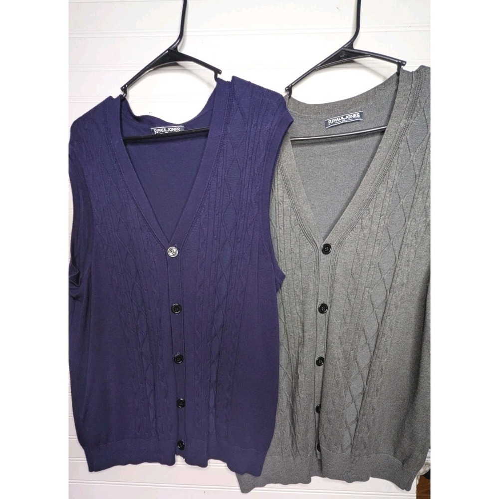 Paul Jones PJ Mens XL‎ Button Up Vests Office Workwear Preppy Polished Stretchy